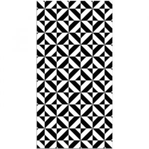 Tapis Vinyle Panorama Géométrie Noir 80x150 cm - Tapis pour Cuisine, Bureau et Salon en PVC