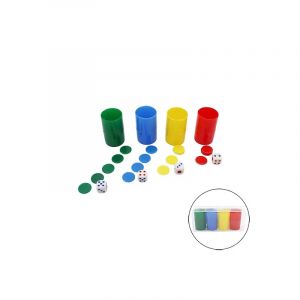 Softee Jeux de société - Lot de 3 et 4 gobelets avec pièces de ludo et dés