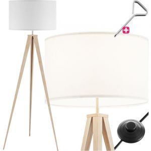 TecTake Lampadaire Lunaris, abat-jour en tissu, tr&eacute;pied - Lumi&egrave;re, &eacute;clairage, source lumineuse