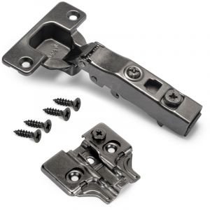 Emuca Kit charni&egrave;re droite X91N et embase, Embase &agrave; visser, Titane, Acier, 20 ut. - Titane