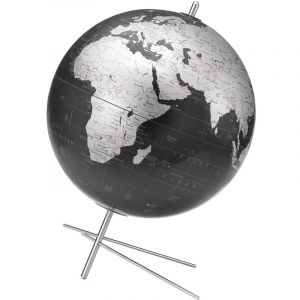 Pro Et Discount - Globe terrestre décoratif 30 cm carte Monde Design Noir et Gris
