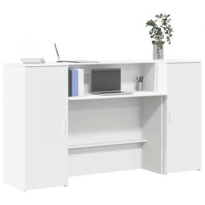VidaXL Bureau de réception blanc 180x50x103,5 cm bois d'ingénierie