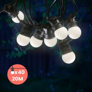 SkyLantern Guirlande Guinguette IP65 20M 40 Bulbes Blancs