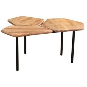 Miliboo Table basse 3 plateaux en acacia et métal SUZANE