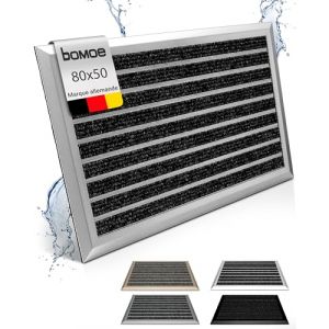 Bomoe AluGant Paillasson en Aluminium 50x80 cm - Tapis en Caoutchouc Pour l’Intérieur & l’Extérieur Antidérapant & Résistant