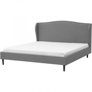 Beliani Lit double en tissu gris 180x200 cm COLMAR - gris