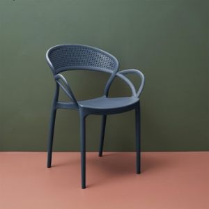 The home deco factory Chaises d'extérieur ALBA X4 Gris - Taille Unique