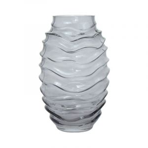 Prix Vase Déco en Verre Soufflé Typo 25cm Gris