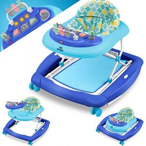 Kidiz Trotteur Babywalker 4 en 1 - Chariot d'éveil et de marche - Transat avec roulettes - Table à manger - Pliable
