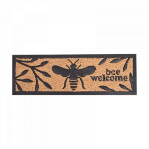 Esschert design Paillasson en fibre de coco à motif abeille - Marron/Noir - L 75 x l 25,2 cm