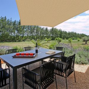 Voile d'ombrage 3 x 4 x 4 x 5 m trapèze 280g/m² - Haute densité résistante au vent - Tissu micro-aéré - Beige