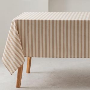 Nappe en 100% coton antitaches toucher tissu beige 140x240 cm