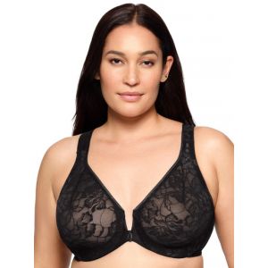 Glamorise Soutien-Gorge Wonderwire Dentelle Dos Nageur à Fermeture Frontale, Spécial Grandes Tailles n°9246