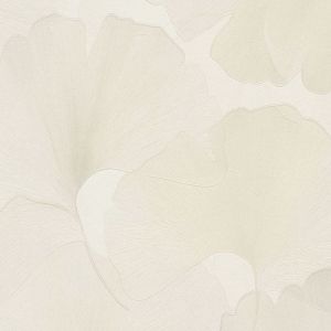 Papier peint vinyle intiss&eacute; feuilles de ginko beige cr&egrave;me L.1005 x l.53cm, Erismann Ginko dream