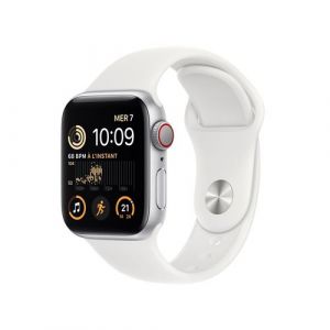 Image de Apple Watch SE GPS + Cellular (2022) Silver Aluminium Bracelet Sport White 40 mm