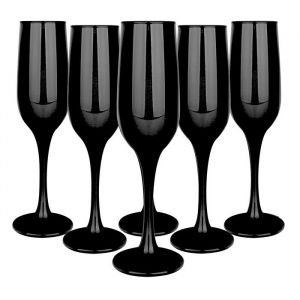 Glasmark Krosno Lot de 6 verres &agrave; champagne 0,2 l Noir 200 ml