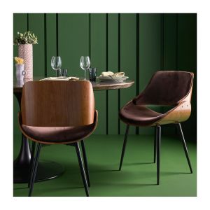 Signature Chaise tissu marron effet bois Mannix
