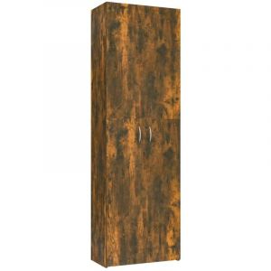 Décoshop26 Meuble de bureau armoire de rangement 5 compartiments avec deux portes couleur chêne fumé 60 x 32 x 190 cm bois d'ingénierie brun