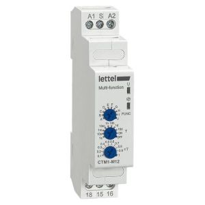 LETTEL - Minuterie multifonctions 12-230V 2 relais 16A. Montage rail-din largeur 18mm. - CTM1-M22