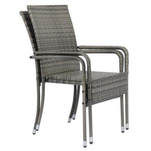 Juskys Lot de 2 chaises de jardin Yoro - Polyrotan - 56 x 60 x 90 cm - Gris tacheté