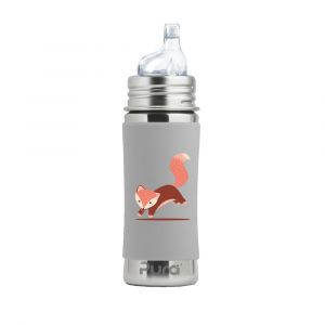 Purakiki Trinklernflasche 300 ml mit Silikon-Sleeve Fuchs