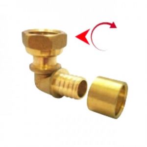 Boutt&eacute; Raccord PER &agrave; glissement - Coude &agrave; &eacute;crou mobile - diam 16mm - F.20x27