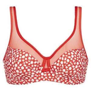 DIM Soutien-Gorge Femme Avec Armatures Generous Classique x1, Rouge à Fleurs Blanches, 105B