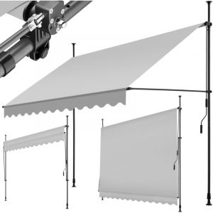 TecTake Store à pince sans perçage avec manivelle, réglable en hauteur - 300 x 180 cm, gris clair