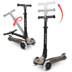 Hurtle Trottinette à 3 Roues pour Enfants - Trottinette Pliable pour Enfants et Tout-Petits avec Roues à LED Intégrées, Large Deck Antidérapant, Hauteur Réglable, Parfaite pour s'Amuser en Extérieur