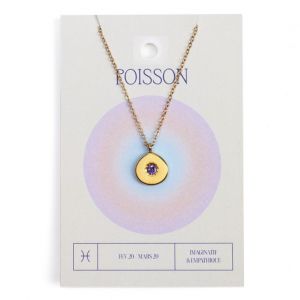 Nature & Découvertes Collier du zodiaque acier doré et strass en verre collection Aura