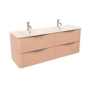 Image de Ond&eacute;e Meuble &agrave; suspendre 140 cm nude double vasque quatre tiroirs JAPHAR ONDEE