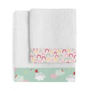 HappyFriday Moshi Moshi Hola Lot de 2 Serviettes Multicolores