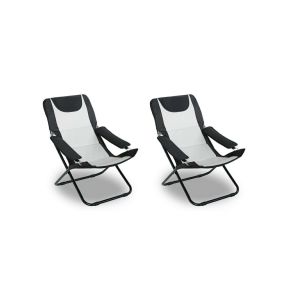 Feel Home - Lot de 2 chaises de camping - pliables - 92 x 69 x 90 cm - noir/blanc
