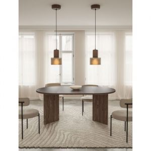Selsey OVO – Table à manger extensible, ronde, 110–190 x 110 cm, Aspect noyer Wisconsin