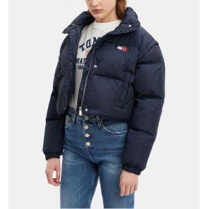 Tommy Jeans Tommy Hilfiger pour femme. Plumn Badge Crop Vest Down marine