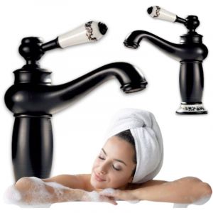 Desconocido Silla Mitigeur lavabo retro en Laiton, &eacute;conomie d'eau, Noir