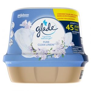 Glade Gel Premium - Désodorisant infusé aux Huiles Essentielles pour Toilette Et Salle de Bain - Pure Clean Linen - 45 Jours de Parfum