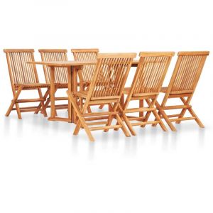 Image de VidaXL Mobilier à dîner d'extérieur pliable 7 pcs Bois solide de teck