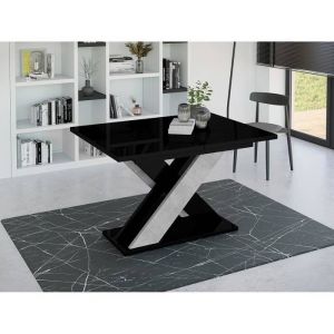 Tosca - table à manger extensible - noir et gris - 120 à 160 cm - Noir / Gris