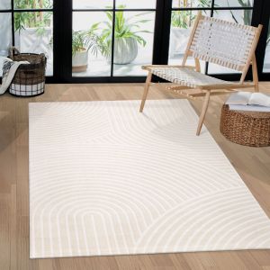 Paco Home - Tapis Salon Chambre Adulte Poils Ras Uni Motif Scandinave Motif Geometrique 200x290 cm, Cr&egrave;me 6