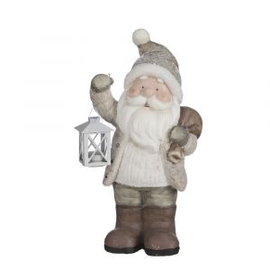 House of Seasons Maison des Saisons Statue de Noël Père Noël avec lanterne - L23 x L16 x H45 cm - Gris