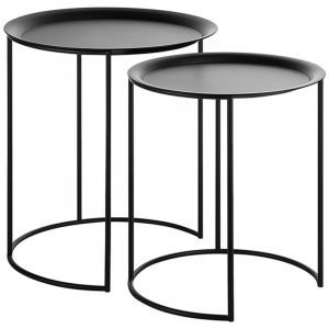 Beliani Lot de 2 tables appoints noires TWINS