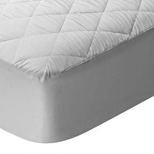 Pikolin Home -Prot&egrave;ge-matelas matelass&eacute; en fibre creuse silicon&eacute;e Ecolofil respirant pour plus de confort, Blanc, Lit 160 - 160 x 190/200 cm