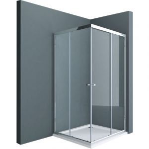 Sogood - Paroi de douche transparent en angle 90x90 cabine de douche Ravenna16 avec portes coulissantes 90x90x190cm - Transparent