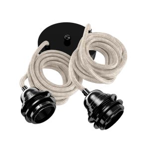 Hang-2 Suspension Plafonnier en Lin Français - Brut - 2 fils 2,50m