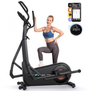 Merach - Vélo Elliptique Magnétique, 16 niveaux de résistance, 47 cm de Foulée, Molette de Réglage, Auto-Alimenté, Charge Max 181 kg