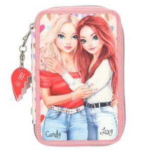 Depesche 13708 TOPModel Heart to Heart - Trousse &agrave; Crayons Double Rose et Beige, avec Motif Mannequin et c&oelig;urs, Trousse &agrave; Crayons