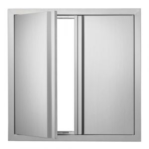 VEVOR Porte d'Accès pour Barbecue, Double Porte de Cuisine Extérieure 610x610x45 mm, Porte Encastrée en INOX, avec Poignée Encastrée, pour Îlot de Barbecue, Station de Grillades, Placard Extérieure