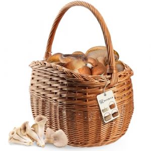 Kadax - Panier en Osier Panier à Champignons Shopping Pique-Nique Fruits en Osier Grand Eco