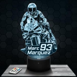 Lampe 3D - Marc Marquez Moto GP Ducati - Accessoire Figurine Cadeau Marc Marquez - Veilleuse Led Tactile avec socle au choix